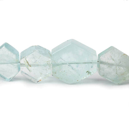 6x6-16x13mm Aquamarine plain hexagon beads 17 inch 53 pieces