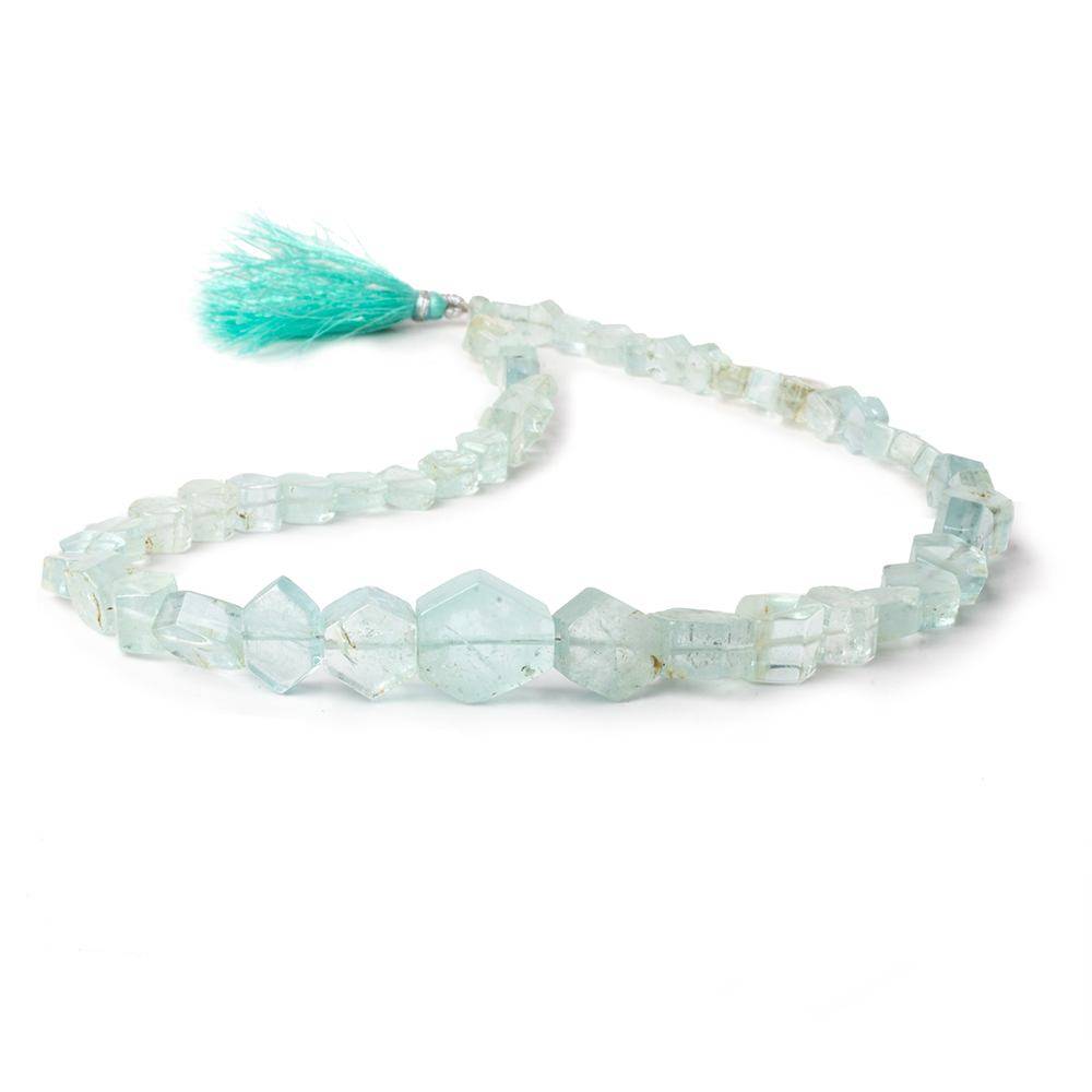 6x6-16x13mm Aquamarine plain hexagon beads 17 inch 53 pieces