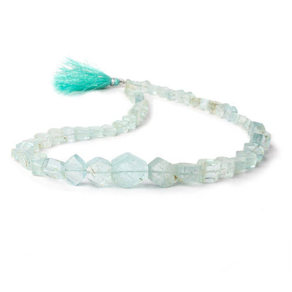 6x6-16x13mm Aquamarine plain hexagon beads 17 inch 53 pieces