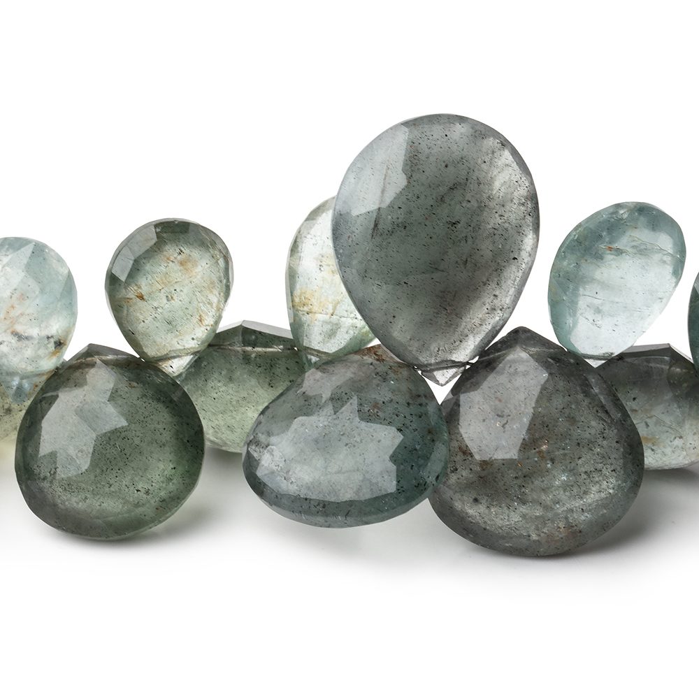 6x6-22x17mm Moss Aquamarine Faceted Hearts & Pears 8 inch 36 Beads AA