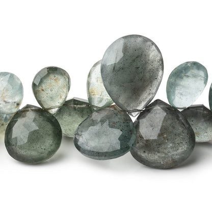 6x6-22x17mm Moss Aquamarine Faceted Hearts & Pears 8 inch 36 Beads AA