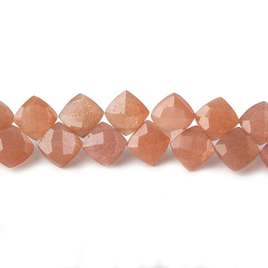 6x6-6.5x6.5mm Dark Angel Skin Peach Moonstone faceted pillow beads 7.5 inch 50 pieces A