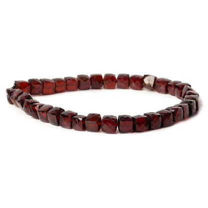 6x6-6.5x6.5mm Hessonite Garnet faceted cubes 8 inch 33 beads AAA