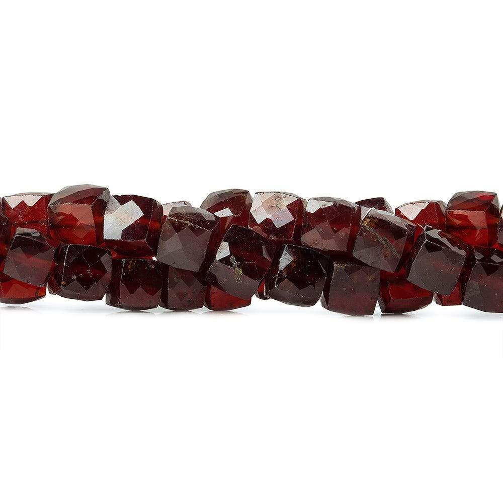 6x6-6.5x6.5mm Hessonite Garnet faceted cubes 8 inch 33 beads AAA