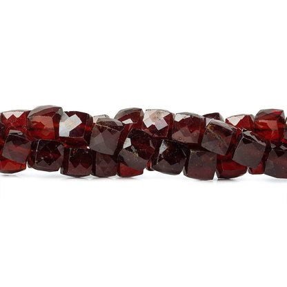 6x6-6.5x6.5mm Hessonite Garnet faceted cubes 8 inch 33 beads AAA