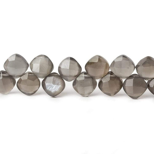 6-6.5mm Platinum Grey Moonstone faceted pillow beads 7.5 inch 50 pieces A