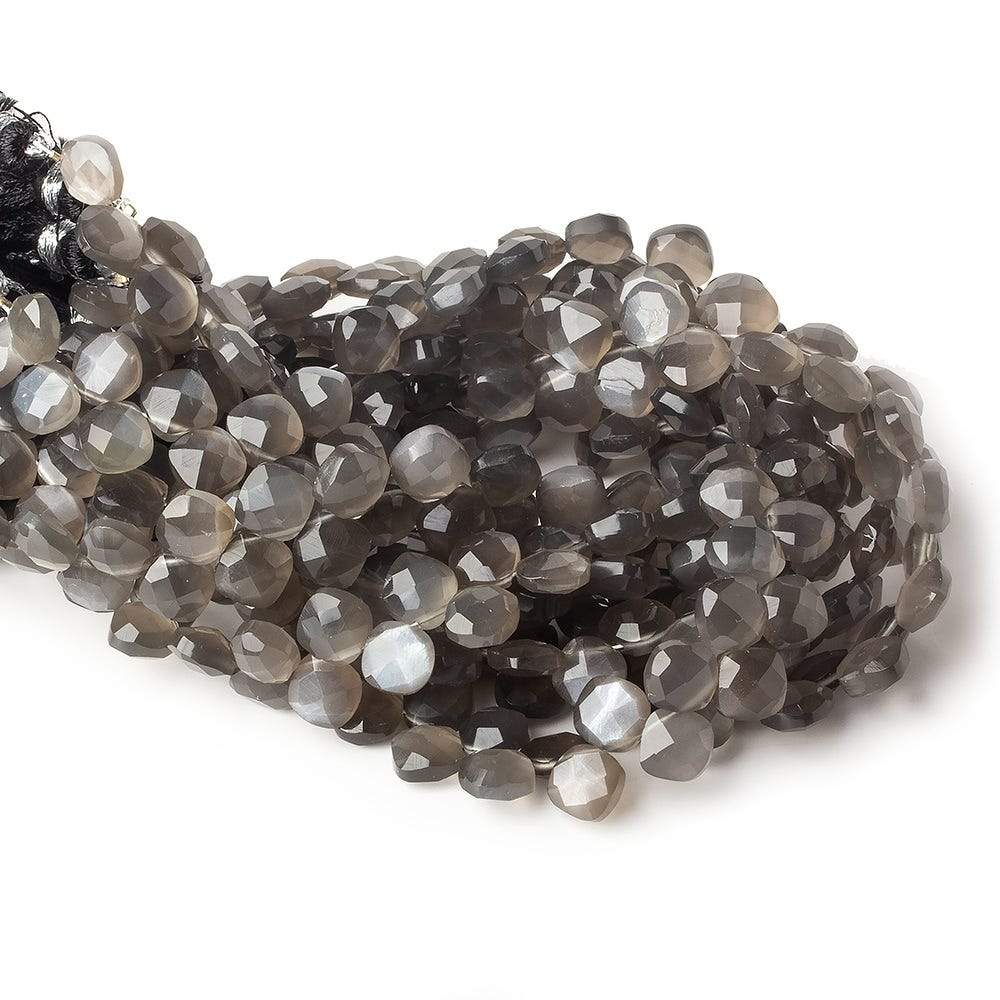 6-6.5mm Platinum Grey Moonstone faceted pillow beads 7.5 inch 50 pieces A
