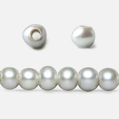 6x6-7x6mm True Silver Large Hole Off Round Freshwater Pearls 16 inch 75 pieces