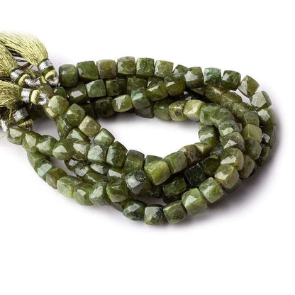 6x6-7x7mm Idocrase Faceted Cube Beads 8 inch 27 pieces