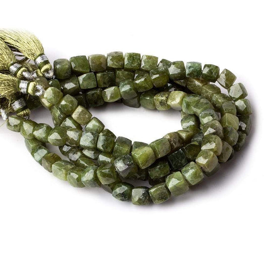 6x6-7x7mm Idocrase Faceted Cube Beads 8 inch 27 pieces