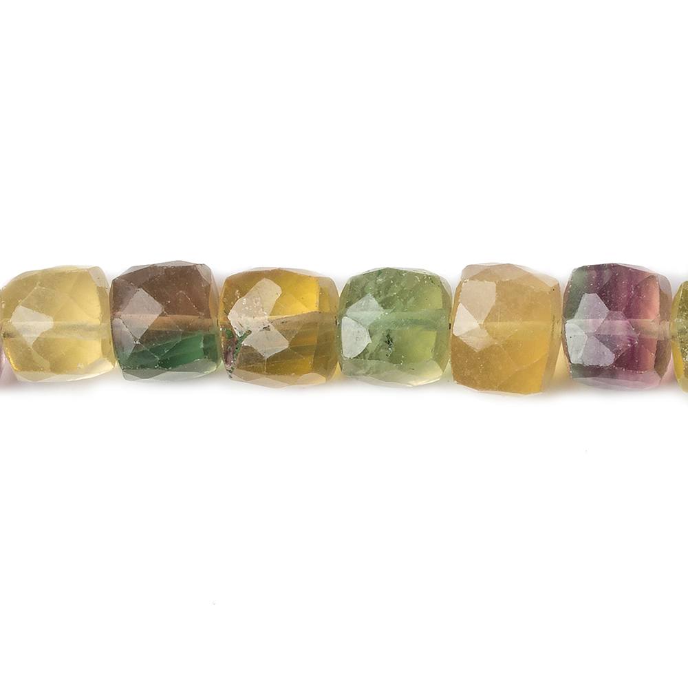 6x6-7x7mm Multi Color Fluorite Faceted Cubes 7.75 inch 30 pieces