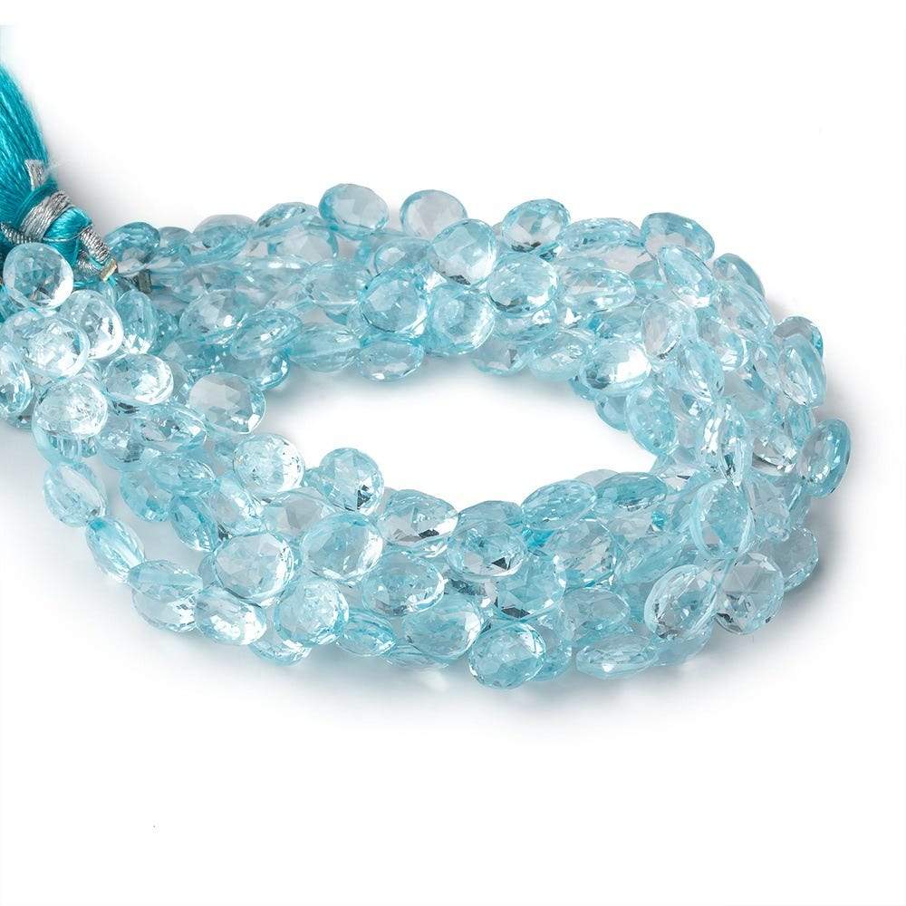 6x6-7x7mm Sky Blue Topaz Faceted Heart Briolettes 7 inch 48 pieces AAA