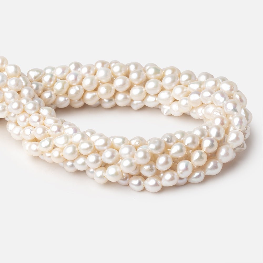 6x6-8x6.5mm White Petite Ultra Baroque Freshwater Pearls 16 inch 57 pieces