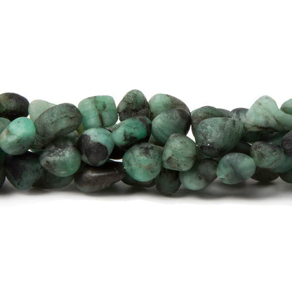 6x6-8x6mm Frosted Brazilian Emerald plain nugget beads 12 inch 50 pieces