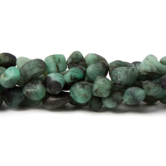 6x6-8x6mm Frosted Brazilian Emerald plain nugget beads 12 inch 50 pieces
