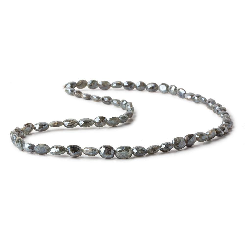 6x6-8x6mm Mystic Blue Sapphire faceted oval beads 16 inch 59 pieces