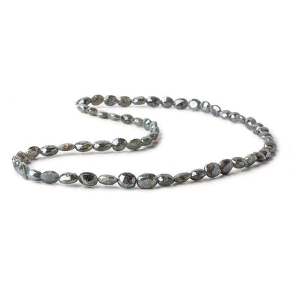 6x6-8x6mm Mystic Blue Sapphire faceted oval beads 16 inch 59 pieces