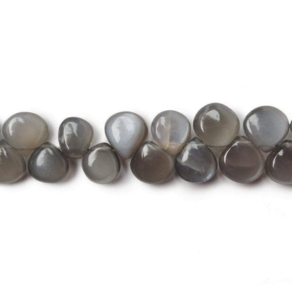 6x6-8x7mm Platinum Gray Moonstone Plain Pear & Heart Beads 8 inch 55 pieces A