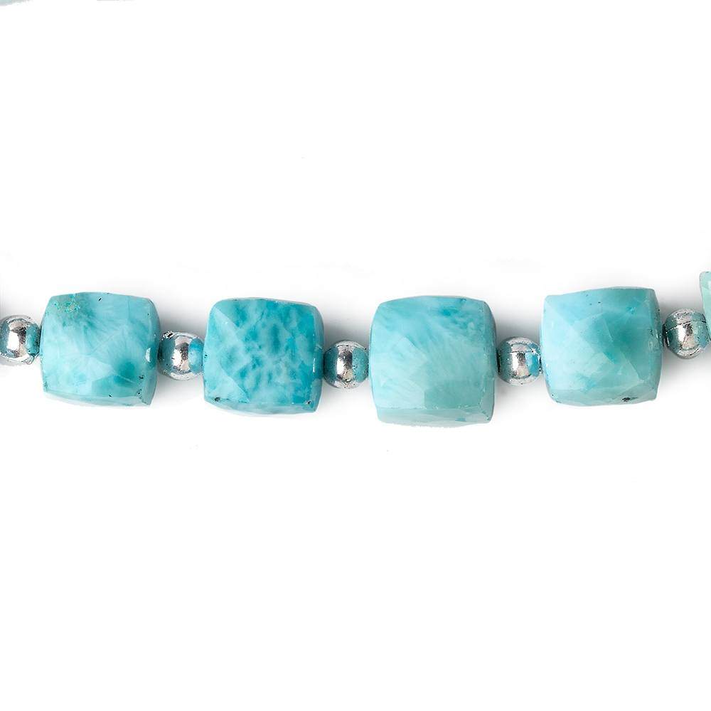 6x6-8x8mm Larimar faceted cubes 8 inch 19 beads AA