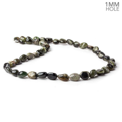 6x6-9x7mm Cat's Eye Tourmaline 1mm large hole plain nuggets 16 inch 45 beads