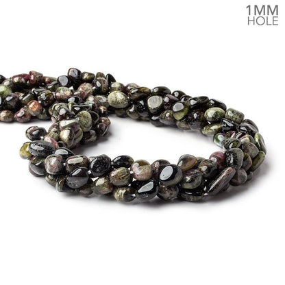 6x6-9x7mm Cat's Eye Tourmaline 1mm large hole plain nuggets 16 inch 45 beads