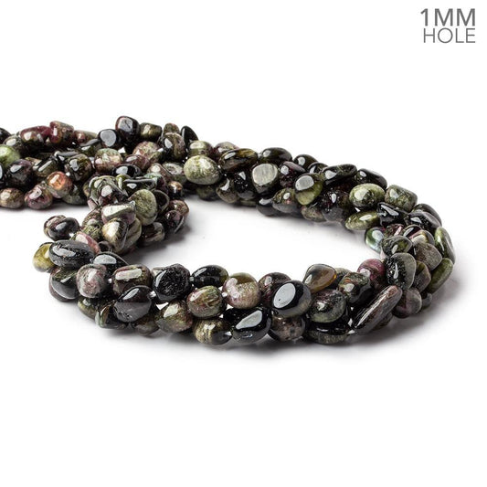 6x6-9x7mm Cat's Eye Tourmaline 1mm large hole plain nuggets 16 inch 45 beads