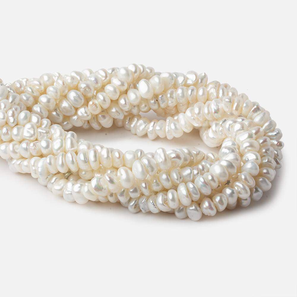 6-7mm White Center Drilled Keshi Freshwater Pearl 15.5 inch 85 pieces