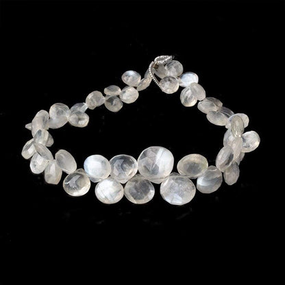 6x6-9x9mm Ceylon Moonstone faceted hearts 8 inch 50 beads AAA