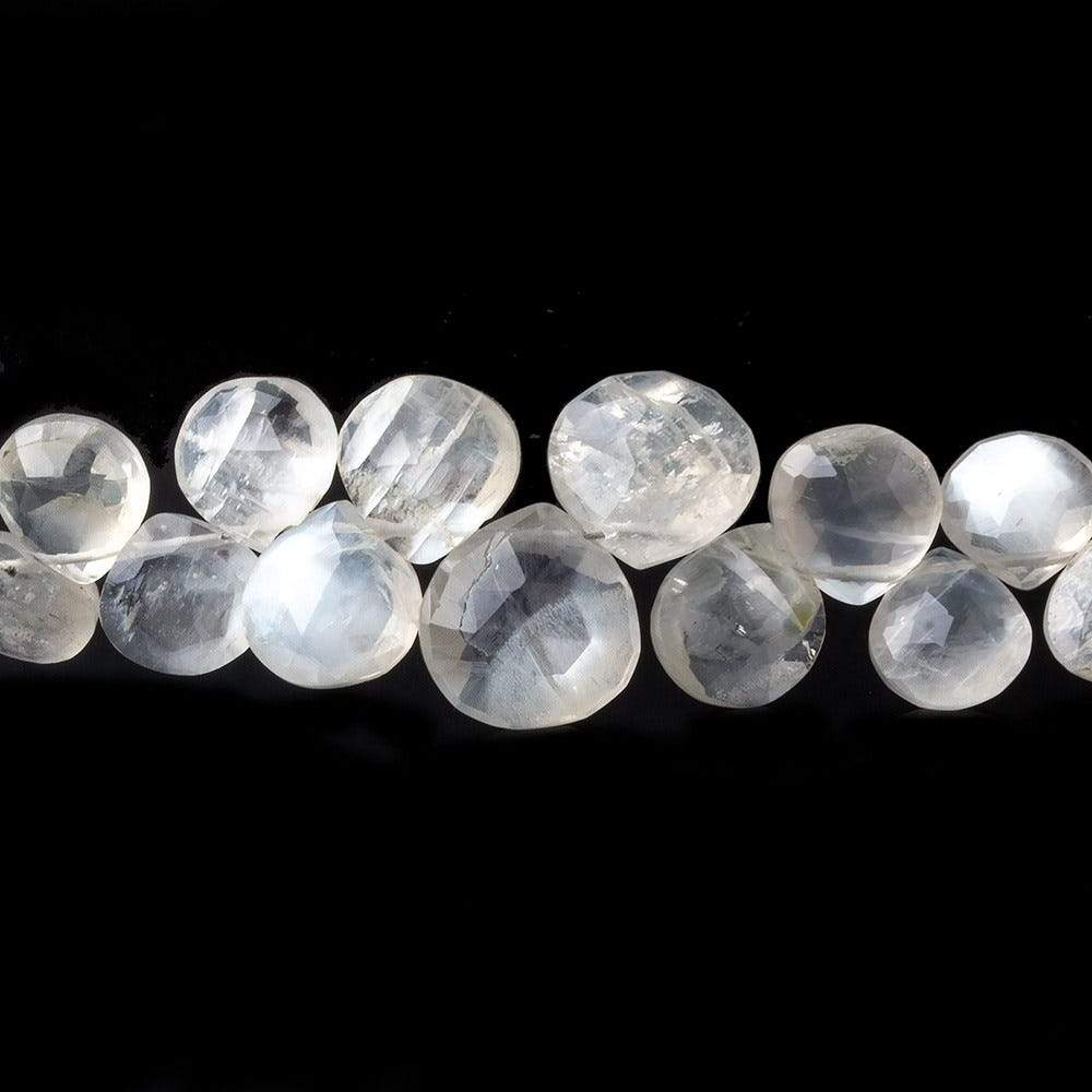 6x6-9x9mm Ceylon Moonstone faceted hearts 8 inch 50 beads AAA