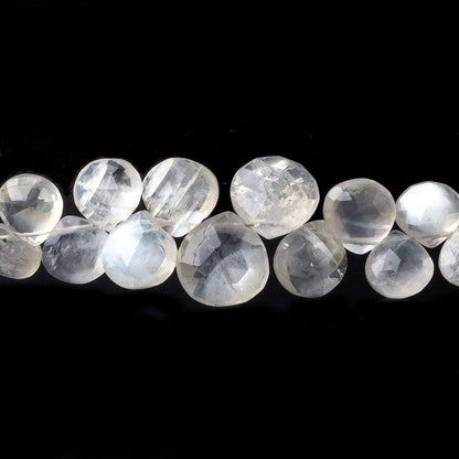 6x6-9x9mm Ceylon Moonstone faceted hearts 8 inch 50 beads AAA