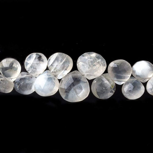 6x6-9x9mm Ceylon Moonstone faceted hearts 8 inch 50 beads AAA