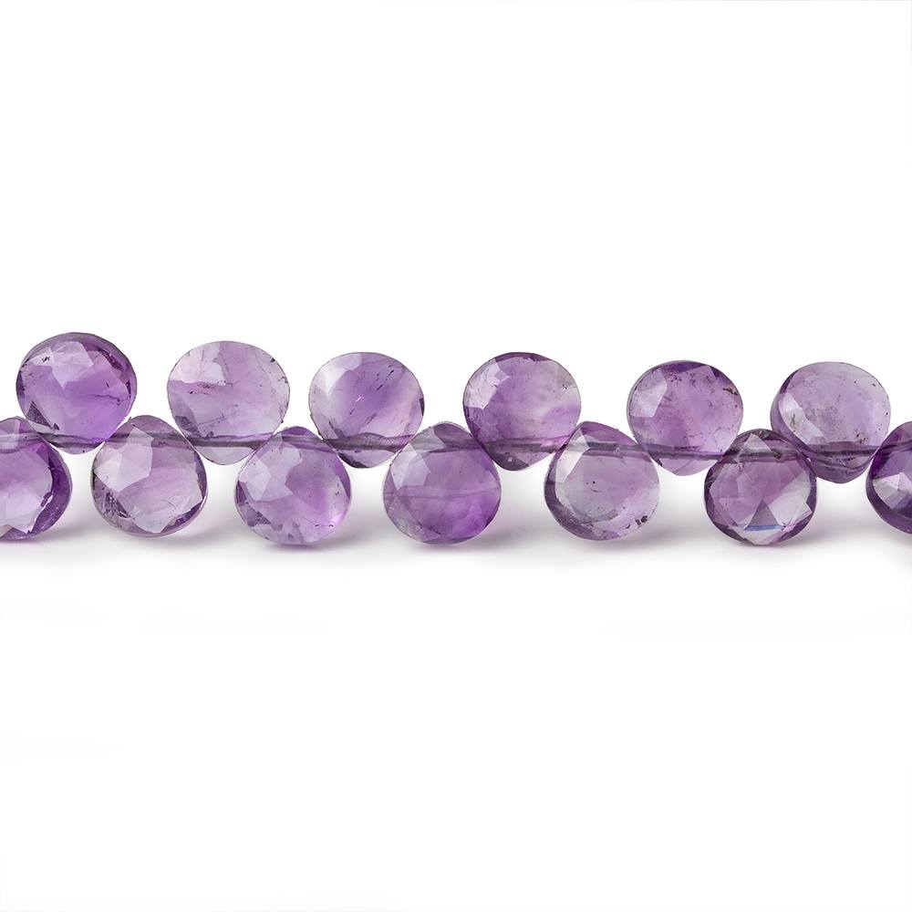 6x6 Amethyst faceted heart beads 8 inch 53 pieces