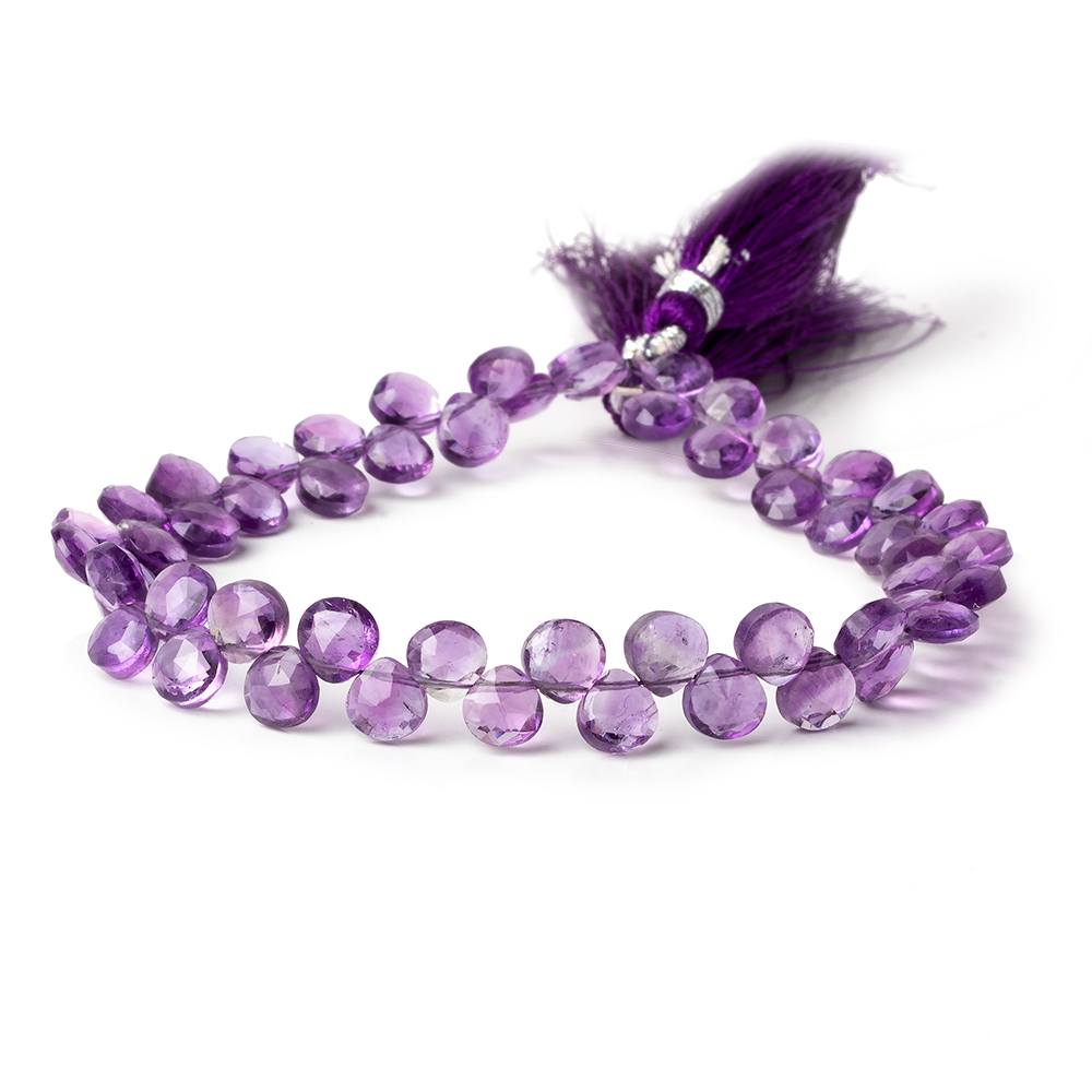 6x6 Amethyst faceted heart beads 8 inch 53 pieces