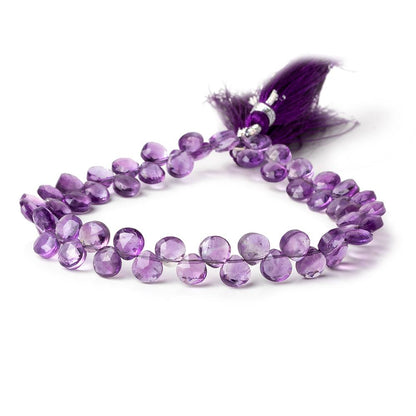 6x6 Amethyst faceted heart beads 8 inch 53 pieces