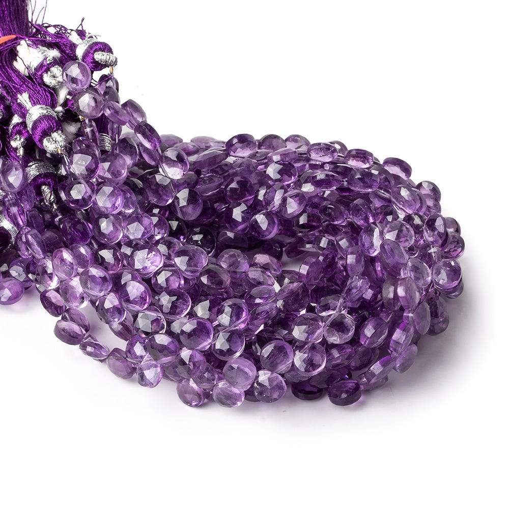 6x6 Amethyst faceted heart beads 8 inch 53 pieces