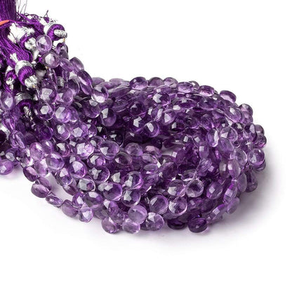 6x6 Amethyst faceted heart beads 8 inch 53 pieces