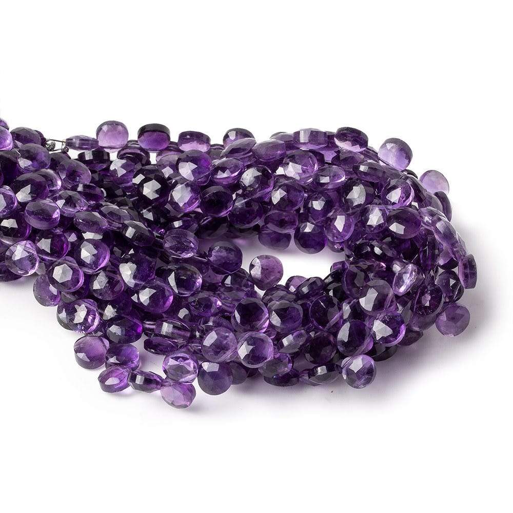 6x6 Dark Amethyst faceted heart beads 8 inch 53 pieces