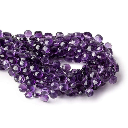 6x6 Dark Amethyst faceted heart beads 8 inch 53 pieces