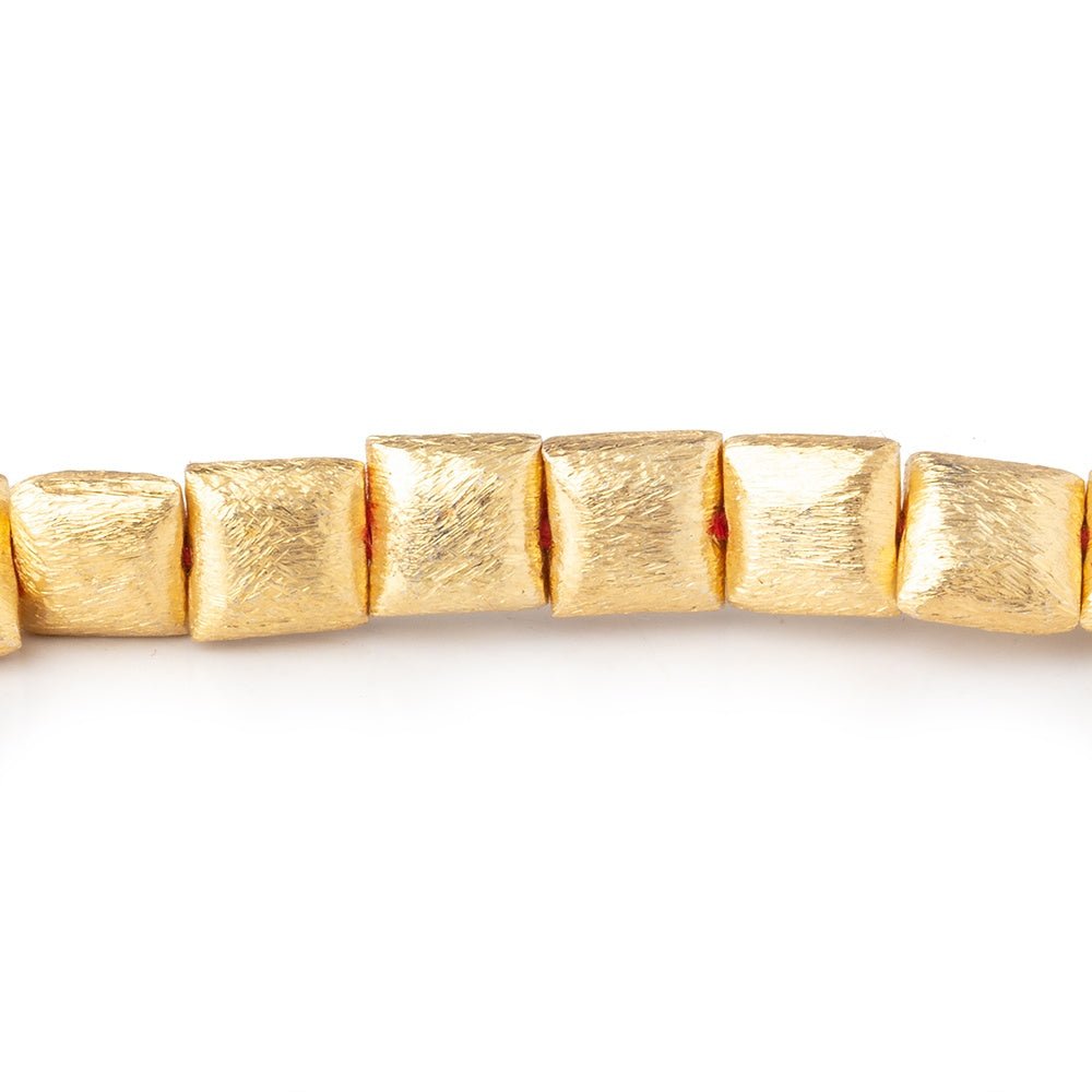 6mm 22kt Gold plated Brushed Square Beads 8 inch 32 pieces