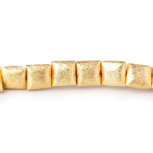 6mm 22kt Gold plated Brushed Square Beads 8 inch 32 pieces