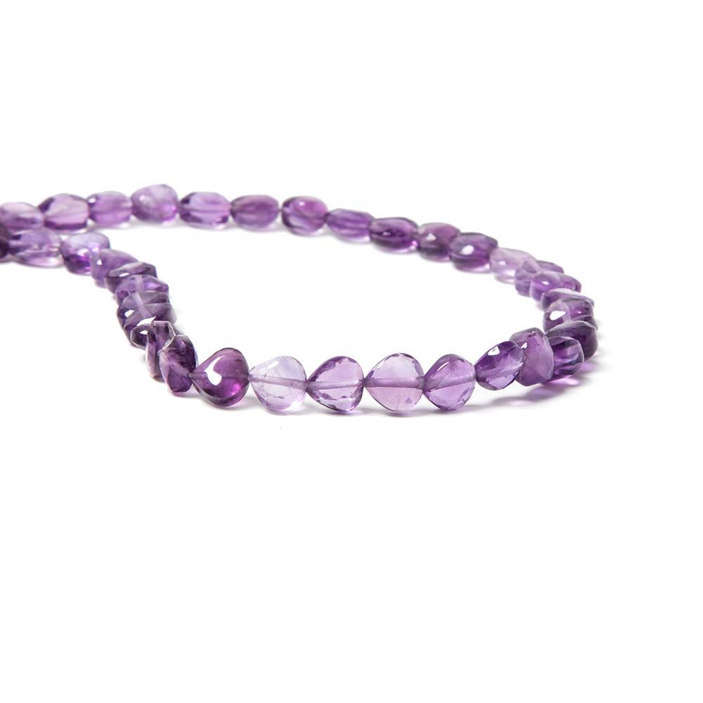 6x6mm Amethyst straight drilled faceted hearts 13.75 inch 58 Beads
