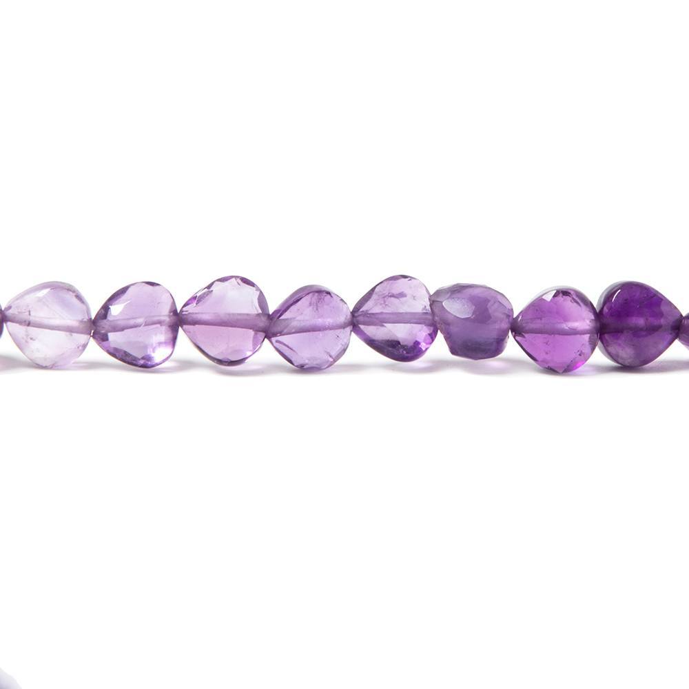 6x6mm Amethyst straight drilled faceted hearts 13.75 inch 58 Beads