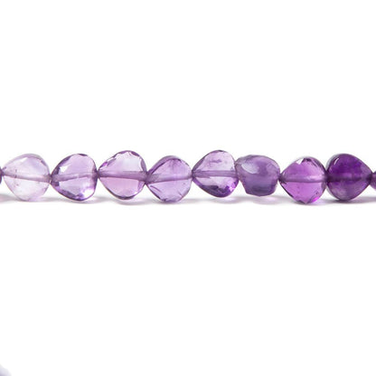 6x6mm Amethyst straight drilled faceted hearts 13.75 inch 58 Beads