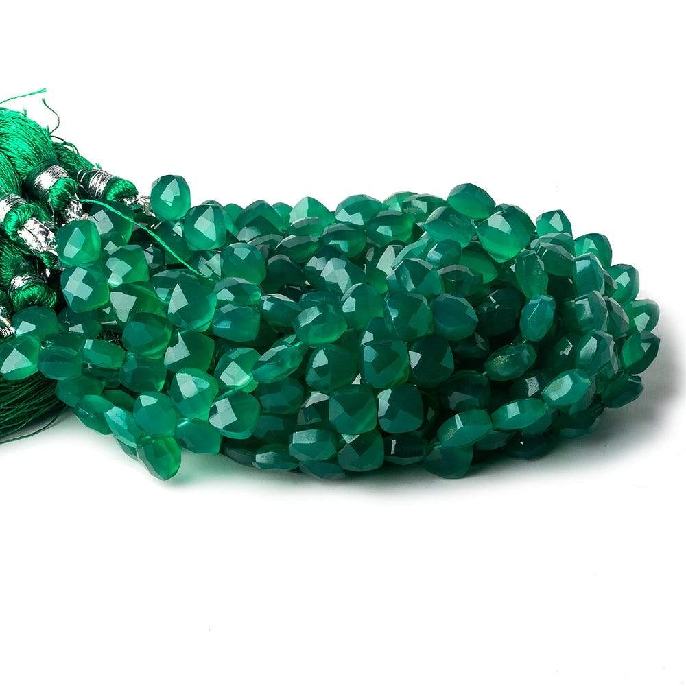 6x6mm Green Onyx faceted pillow beads 7.5 inch 50 pieces A