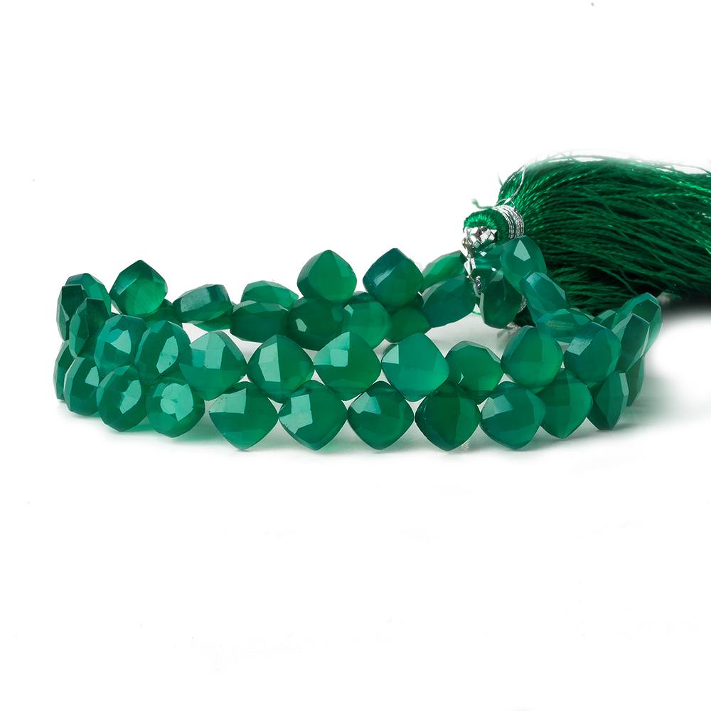 6x6mm Green Onyx faceted pillow beads 7.5 inch 50 pieces A