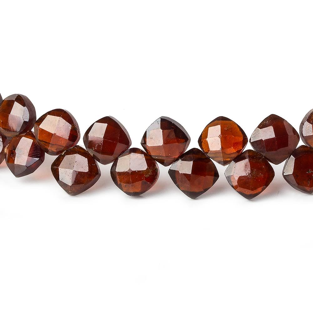 6x6mm Hessonite Garnet faceted pillow beads 7.5 inch 44 pieces A