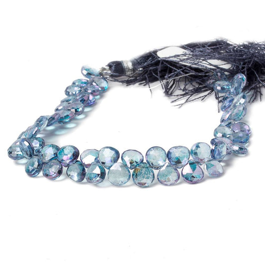 6x6mm Mystic Blue Topaz faceted heart beads 8 inch 62 pieces