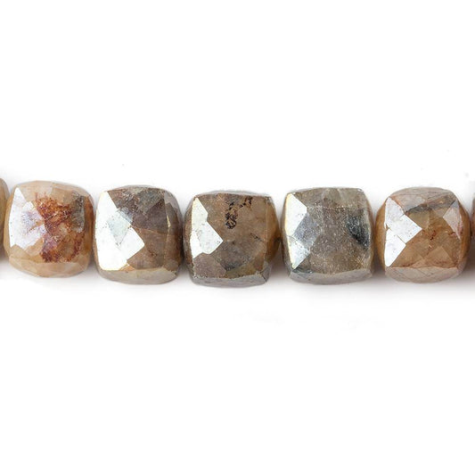 6x6mm Mystic Mocha Brown Sapphire faceted cube beads 8 inch 32 pieces