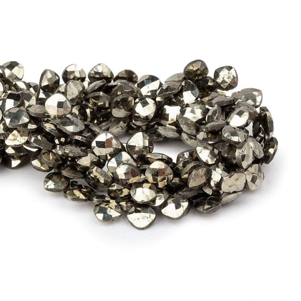 6x6mm Pyrite faceted pillow beads 7.5 inch 50 pieces A