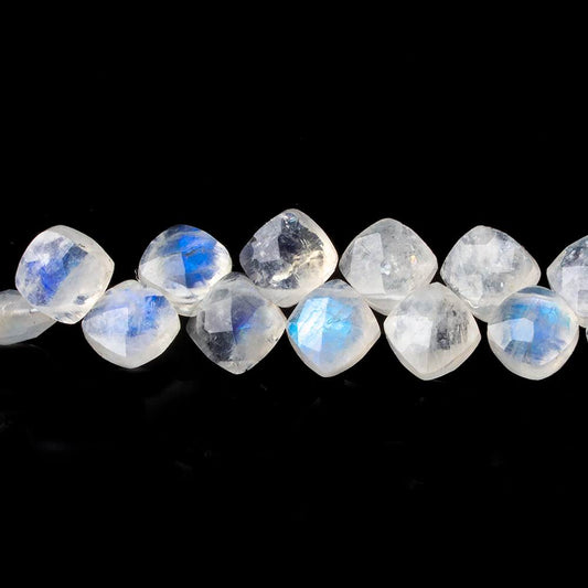 6x6mm Rainbow Moonstone Faceted Pillows 7 inch 47 beads A